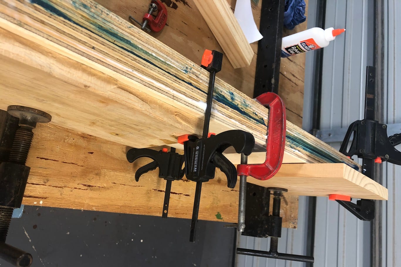 Clamp all the plywood sheet together